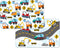 Pousutong First Dawn Wipe-Clean Hello Little One Reversible Decofoam Placemats, Kids Construction Trucks,
