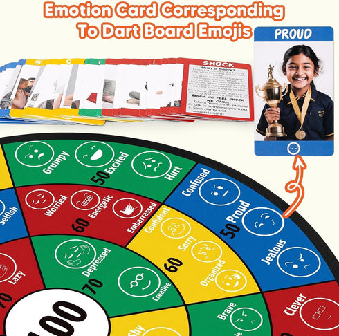 W/56 Garybank Emotional Dart Social Skills Activities for Kids - Emotion Cards, Autism Learning Materials Emotional