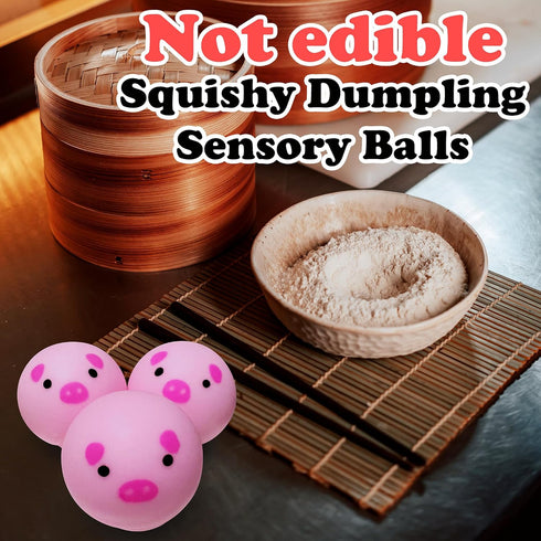 ZTATU (3 Pack) Mini Pig Dumpling Squishy Fidget Toys Sensory Stress Toys for Adults, Squishy Dough Ball Party Favors