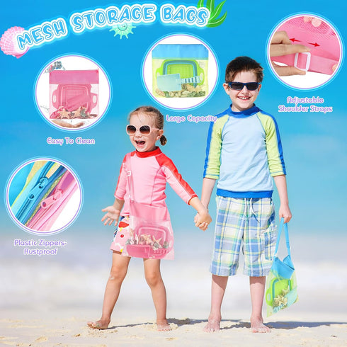 EULRGAUS 6 2 2 2 Beach Toys, PCS Sand Sifter for The Beach, Sand Toys with Collapsible Sand Sifters Sieve, Beach