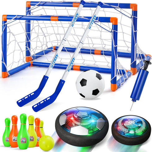 4-in-1 Hover Soccer Ball Set - Rechargeable Air Floating Soccer Toy with LED Lights, Indoor & Outdoor Sports Toys for
