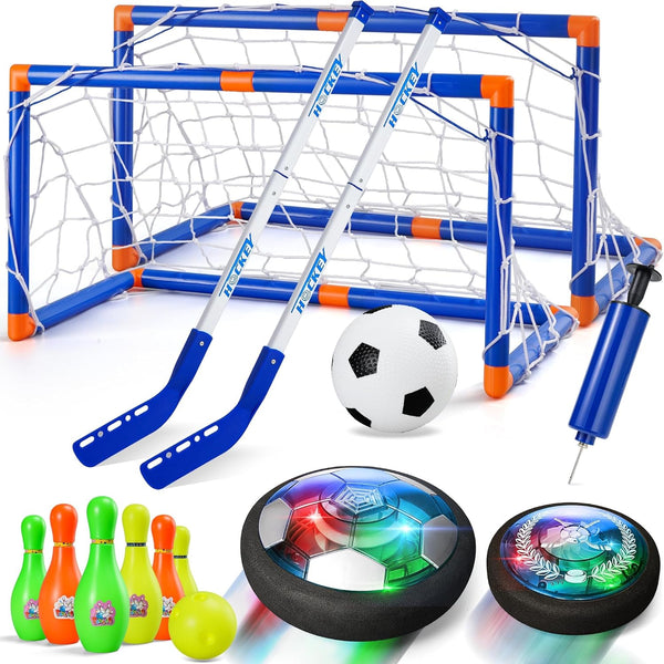 4-in-1 Hover Soccer Ball Set - Rechargeable Air Floating Soccer Toy with LED Lights, Indoor & Outdoor Sports Toys for