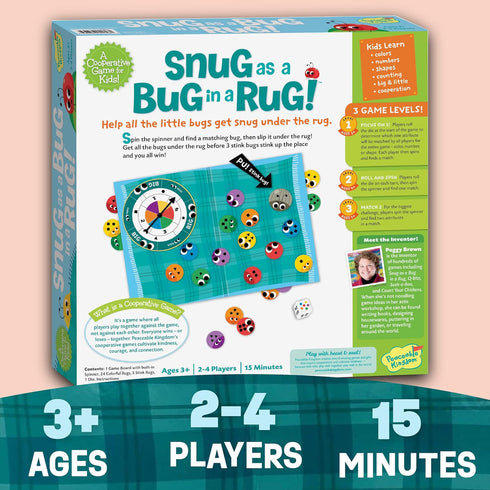 2 4 3+ Peaceable Kingdom Snug as a Bug in a Rug Award Winning Cooperative Preschool Skills Builder Game for to Kids