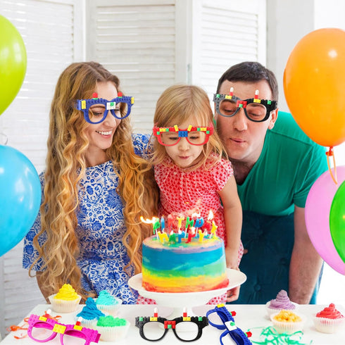 12 Pcs Building Bricks Glasses Building Blocks Games for Kids Birthday Party Favors Supplies, Carnival Party