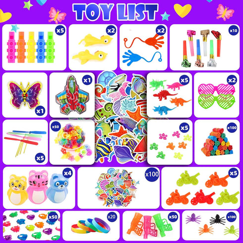 DKZ 1000Pcs Pack,Stocking Bulk Party Favors for Kids, Fidget Toys Stuffers, Treasure Box Chest, Birthday Party