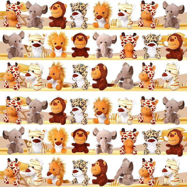 30 Pieces Mini Stuffed Safari Animals - Small Plush Jungle Toys, 4.8 Inch Cute Plush Lion, Tiger, Elephant for Baby