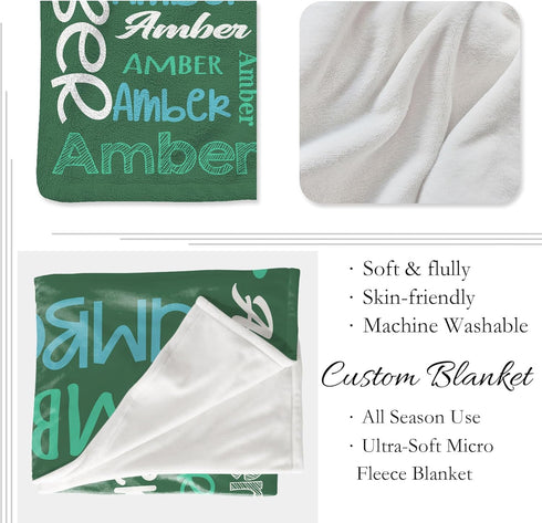 IdeaFlash Cozy Personalized Baby Blanket for Boys Girls Custom Name Blankets Soft Throw Blanket for Kids Newborn Mom