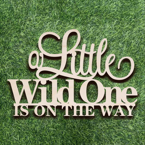 Qualiassu 1st Wooden A Little Wild One is on the Way Sign for Backdrop, Welcome Baby Sign, Baby Shower, Birthday Wall