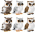 Mini Owl Plush Toy - 6 Pieces, 3.2 Inch Christmas Hanging Ornaments, Woodland Gray White