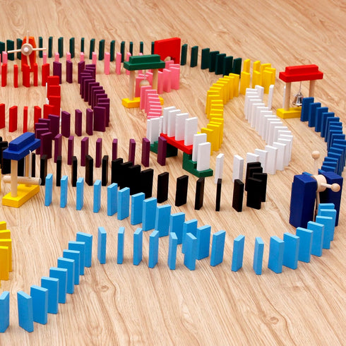 1000 PCS Dominoes Set with Extra 11 Add-on Blocks, 10 Colors Racing Tile Games Educational Toy for Kids Birthday Party