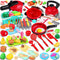 FunMission 134 Pcs Toy Kitchen Accessories, Toddler Pretend Cooking Toys with BBQ Grill,
