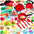 FunMission 134 Pcs Toy Kitchen Accessories, Toddler Pretend Cooking Toys with BBQ Grill,