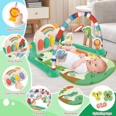 Tummy 0-12 Joryuek Baby Gym & Play Mat, Time & Activity Mat Toys, Infant to Toddler Play Piano Mat, Months (Green)