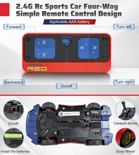 GIAYERN Set 2.4G 6+ Interactive Battle RC Car - RC Drift Car Innovative Ejection Launcher with Dual Remotes, Sensor