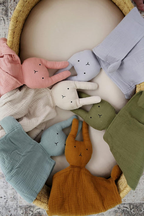 12 15 Marlowe & Co Organic Cotton Muslin Bunny Lovey Security Blanket, in x in (Sage)