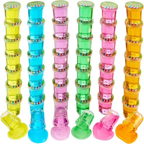 Mini Putty with Glitter, 48 Pack Neon Color Sludge, Educational Fidget Toy for Stress Relief and Party Favors