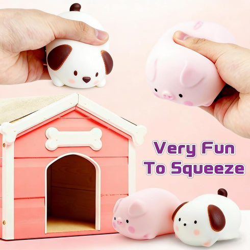 ZTATU (2-Pack) Squishy Dogge & Piggy Stress Balls for Kids Squishy Fidget Toys Sensory Stress Toys, Stress Dough Ball