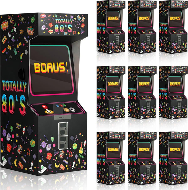 Outus 8 Pieces 80s Party Favor Boxes, Video Game Candy Novelty Centerpiece, 1980s Theme Birthday Decorations