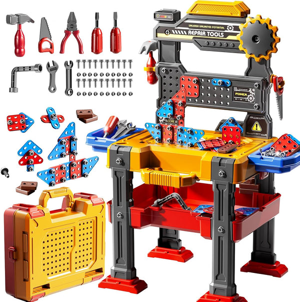 2 in 1 Workbench Tools Toys Set with Sound for Toddlers Aged