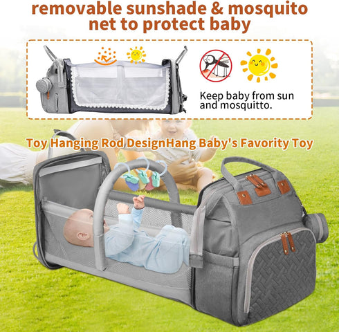 LHDYMXYN Backpack Baby Diaper Bags with Changing Station, Multifunctional Diaper Bag for Moms Dads with USB Charging