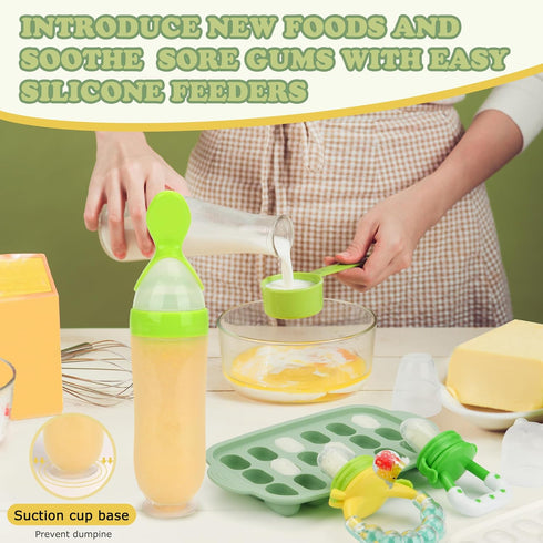 Baby Fruit Feeder & Breastmilk Popsicle Molds, WAJIAYON Silicone Baby Food Storage Containers and Teether