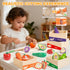 Set, 3 4 5 6 7 WOODMAM Wooden Play Food for Toddlers, Color Food Groups, Fruit & Veggies Cutting Pretend Play Food