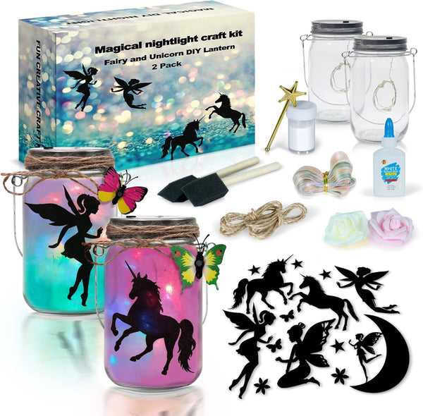 2Pepers DIY Fairy and Unicorn Nightlight Craft Kit (2 Pack), Fairy Lantern