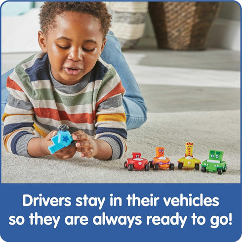 hand2mind Numberblocks Mini Vehicles, Race Car Toy Playsets, Counting and Math Toys for Kids 3-5 Birthday Gifts