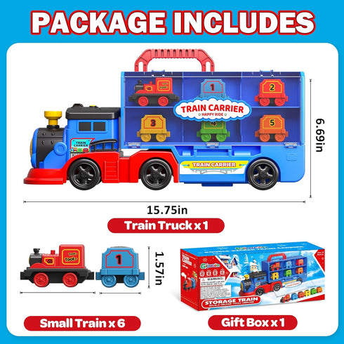 Set 3 4 5 6 3-4 3-5 Gloween Train Truck Toys for Toddler Boys Girls Age Years Old, Carrier Transport Truck with Light
