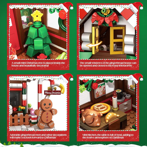 GIVFOZAY Set, 1288PCS Christmas Gingerbread House Building, Christmas Village House Building Contain Christmas Tree