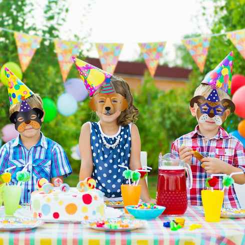 12 Pieces Dog Birthday Masks and Garland - Funny Paper Masks for Dog Theme Party Decoration