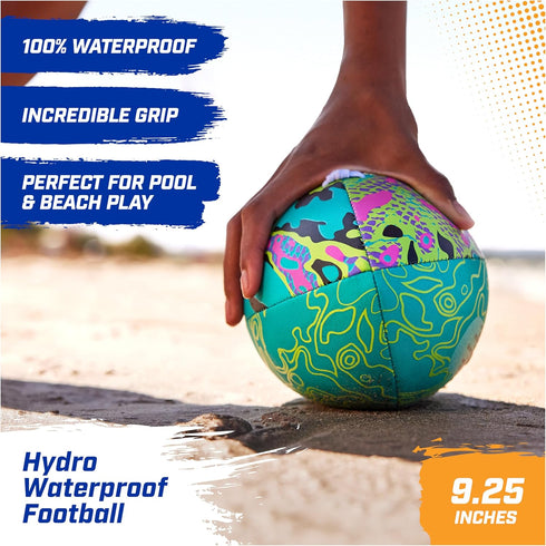 SwimWays Hydro Waterproof Football, Outdoor Games for Kids & Adults, Pool Party Accessories, 9.25 Inches (Orange)
