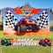 Tatuo Truck Party Decorations Supplies, Photography Background 5 x 3 Feet, Happy Birthday Banner 6 x 1 Feet for Kids