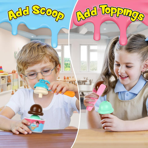 Counter Set 3 4 5 6 Torlam Ice Cream Cart for Kids Toys, Pretend Play Food Toys Ice Cream Shop Play Scoop and Cone