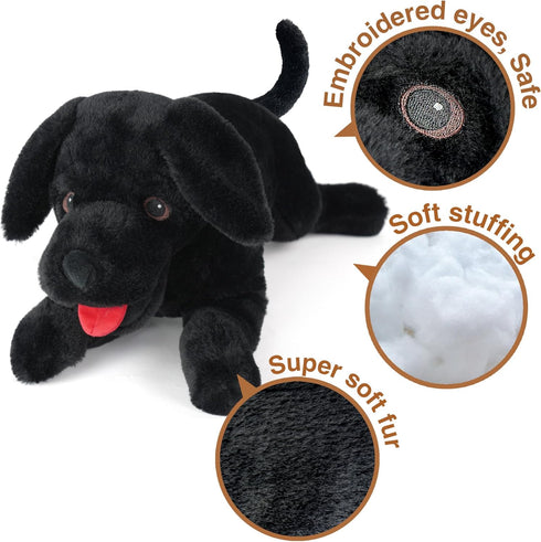 LotFancy Dog Stuffed Animal - 21 Inch Black Lab Plush Dog, Realistic Stuffed Puppy Plush Toy for Kids