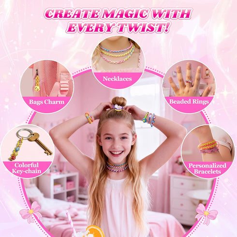 Tqeieu 4-6 6-8 8-12,2-in-1 Toy,4 5 6 7 8 9 10 11 12 Unicorn Toys for Girls Age Friendship Bracelet Making Kit