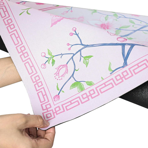 (31.5x31.5) Jongyance Pink Printed Mahjong Mat with Black Carrying Bag, Anti-Slip, Noise-Reducing, Mahjong Table Mat