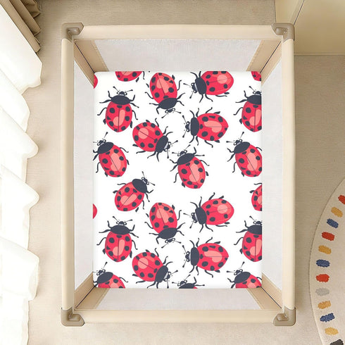 Bseiialft 52 28 Red Ladybugs Pattern Crib Sheets for Boys Girls Soft and Breathable Cotton Baby Sheets for Standard
