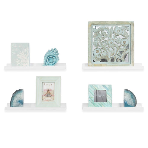 17 Inch Set 4 Wallniture Denver Wall Mounted Floating Shelves for Nursery Decor - Kids Room Bookshelf Display - Picture