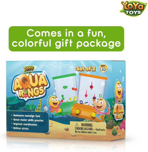 YoYa Toys Aqua Rings Handheld Water Game - Set of 2 Water Ring Toss and Basketball Hoop Toy
