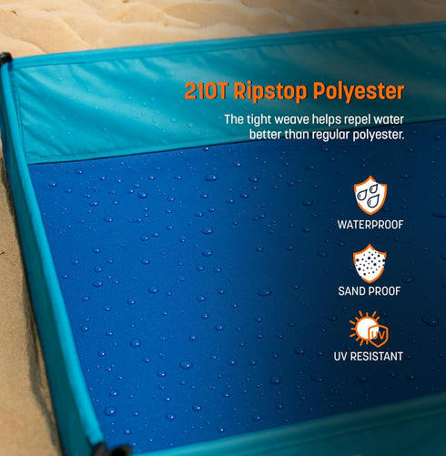 US Original BeachBoba Sandproof Beach Blanket - Outdoor Playpen Sheet with Side Walls and Stakes to Keep Sand Out
