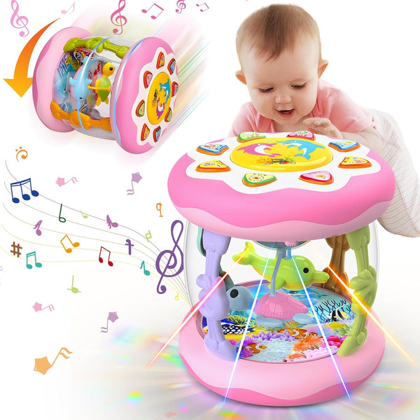 Baby Girl Toys 12 Months, Musical Rotating Light Up Infant Toys Tummy