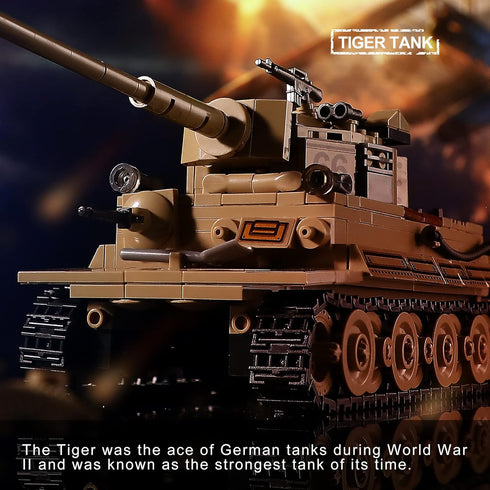 MISTBUY WW2 M4 1184 8-14 Army Tank Toys Building Kit Compatible with Lego, Create a German Tiger & an American Sherman