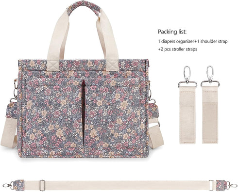 Charming Cherry Canvas Tote Bag - Stylish Multi-Pocket Shoulder Purse for Women