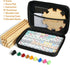 12 Set 4 91 9 ELONGDI Mexican Train Double Dominoes with Wooden Trays/Racks in Portable Carrying Case Colorful Tiles