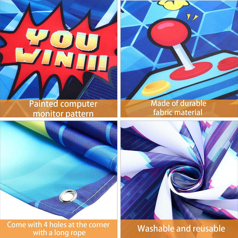 Blulu Video Game Party Decoration, Video Gaming Photo Backdrop Banner for Gamer Room Decor (70.9 x 43.3 Inch)