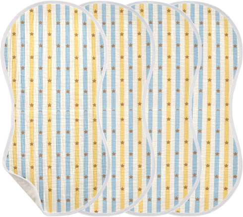 decor gift 4 Pack 22x11in Cotton Large Burp Cloths for Baby Soft Touch Pastel Retro Simple Stripe Yellow Baby Cloth