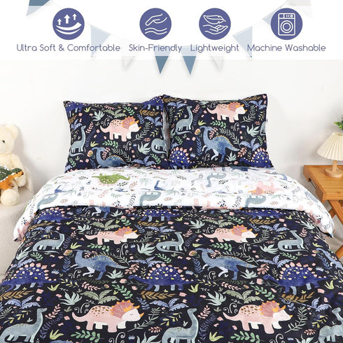 Sets Set 5 Set Toddler Bedding Twin Size for Girls, Dinosaur Toddler Crib Bedding Piece Floral Toddler Comforter