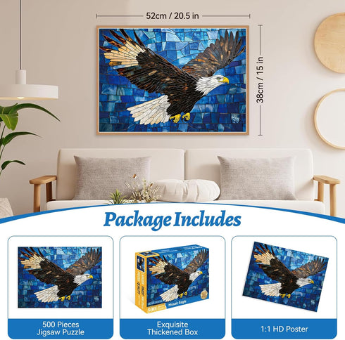 HQXXJW 500 500 20.5 15 Piece Puzzle for Adults, Mosaic Eagle, Wildlife and Nature Puzzle Pieces, for Family Kids