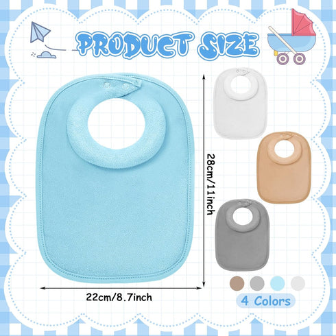 4 Pcs Baby Bibs Feeding Bib for Drooling and Teething, Comfy Neck Baby Bib with Padded Collar